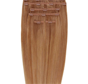 Gold24 Clip-on hair extensions, 7-delers sett, 60 cm, #30 Kastanje